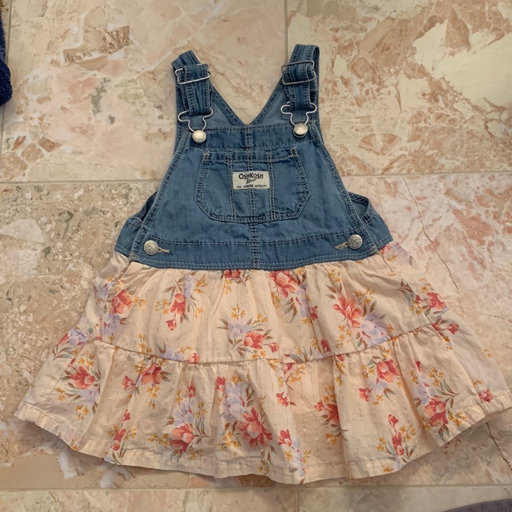 OSHKOSH floral Bibb Dress 18M